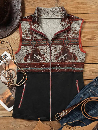 Womens Western Cowhide Print Vest