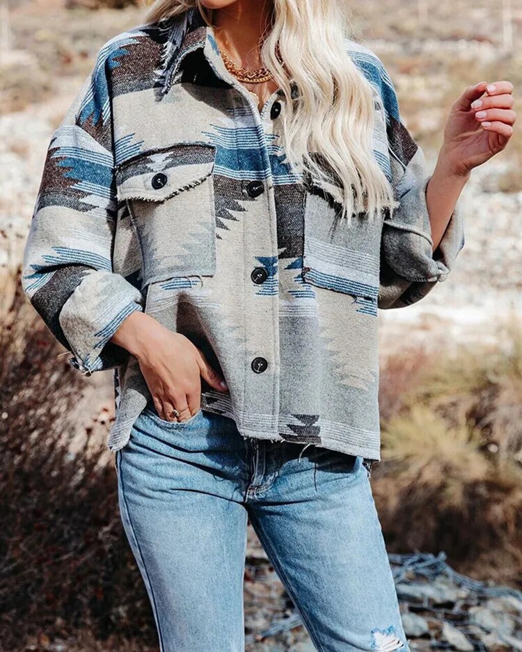 Womens Western Shacked Button Down Jacket