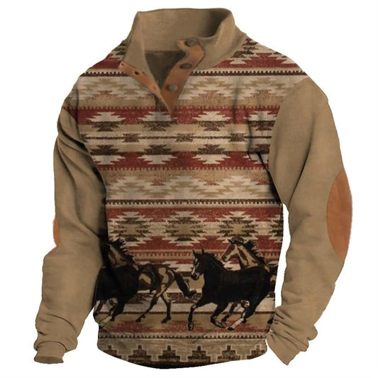 Vintage Cowboy Pullover Button Down Sweatshirt