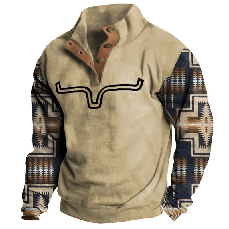 Vintage Cowboy Pullover Button Down Sweatshirt